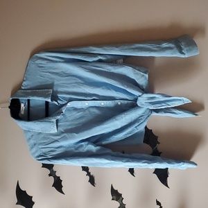 Blue Front Tie Long Sleeve